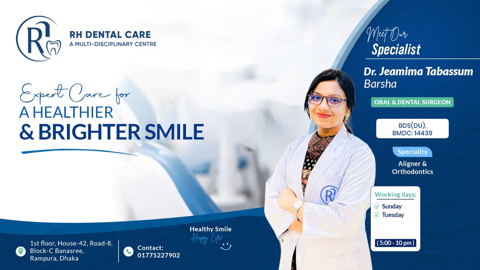 Dr. Jeamima Tabassum Barsha, Oral & Dental Surgeon at RH Dental Care.