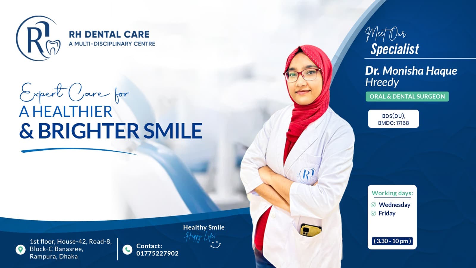 Dr. Monisha Haque Hreedy, Oral & Dental Surgeon at RH Dental Care.