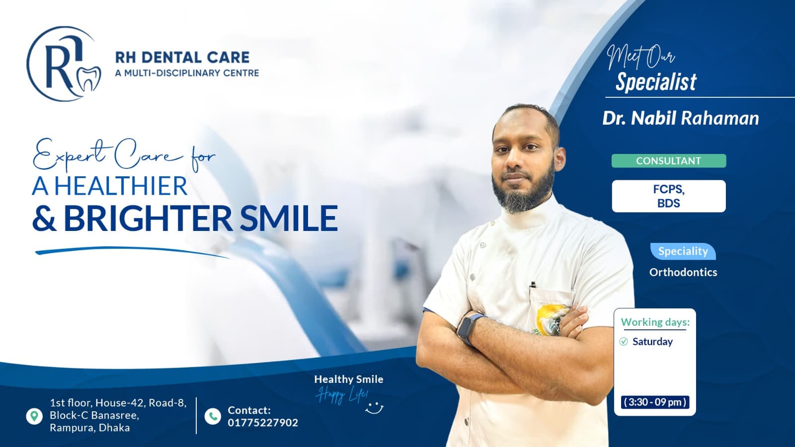 Dr. Nabil Rahaman, Consultant Orthodontist at RH Dental Care.