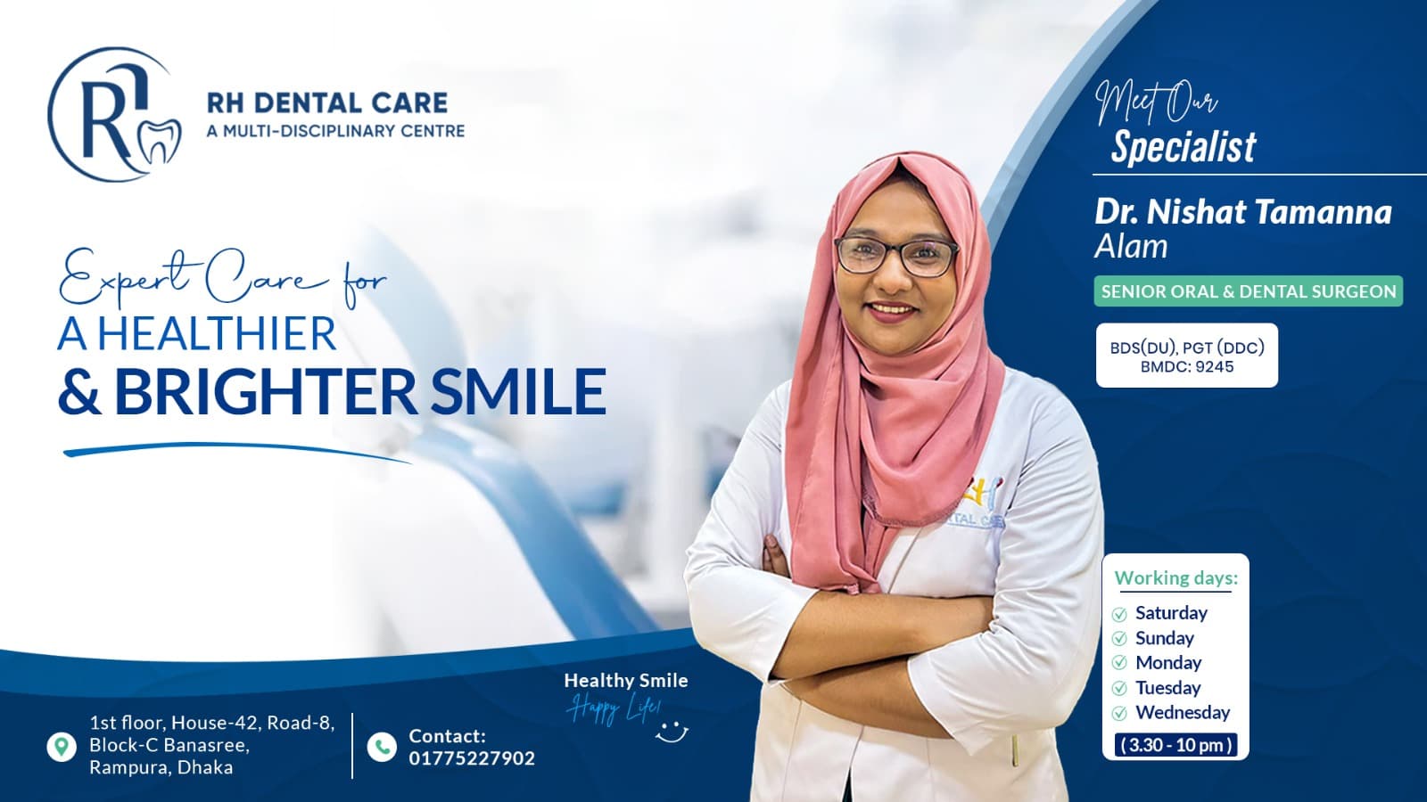 Dr. Nishat Tamanna Alam, Senior Oral & Dental Surgeon at RH Dental Care.