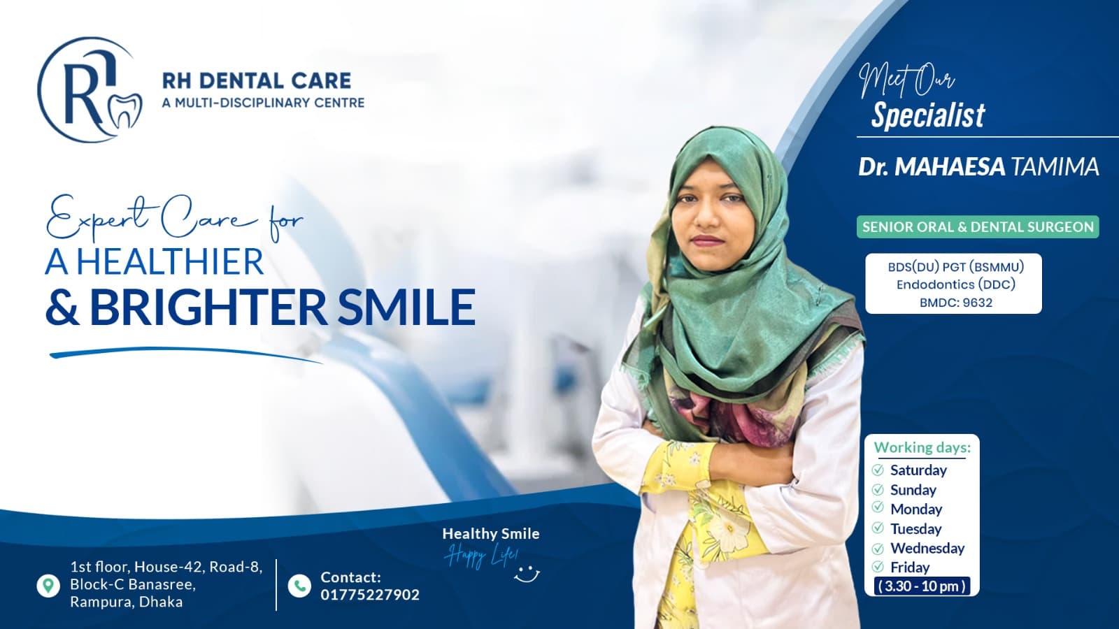 Dr. Mahaesa Tamima, Senior Oral & Dental Surgeon at RH Dental Care.